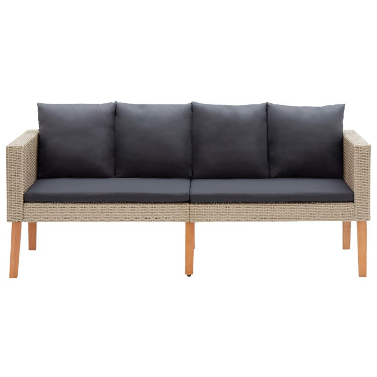 Set de muebles de jardín 2 pzas y cojines ratán sintético beige