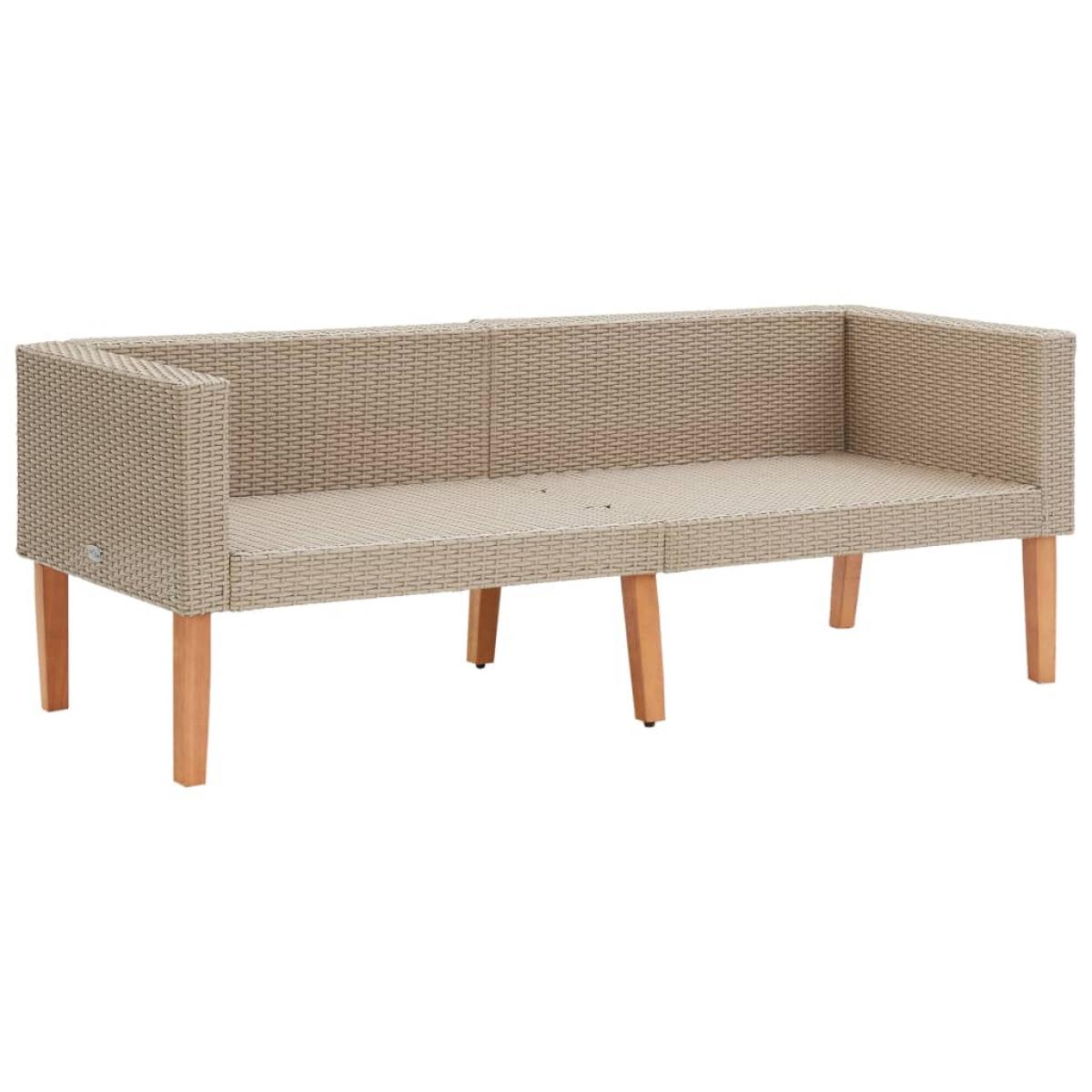 Set de muebles de jardín 2 pzas y cojines ratán sintético beige