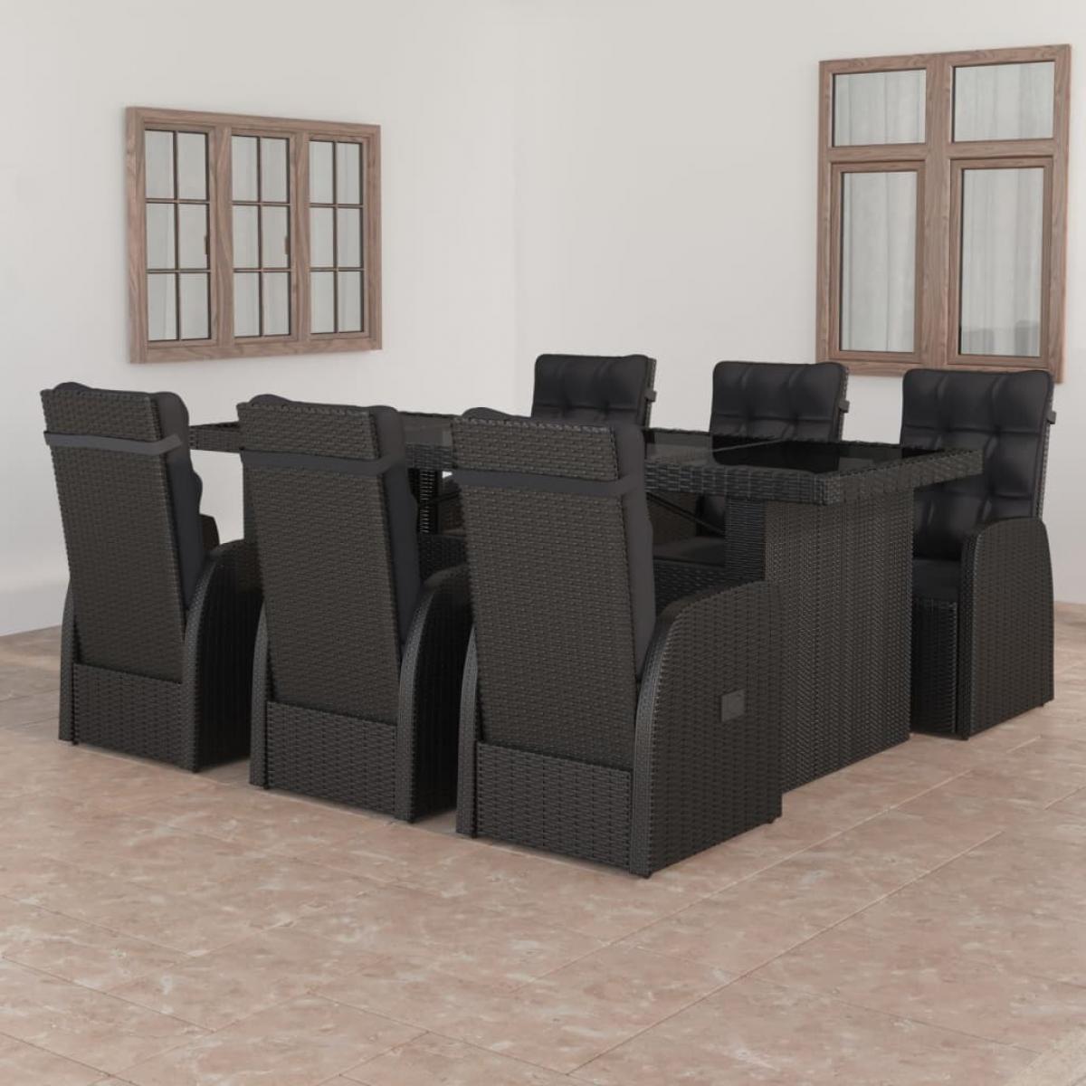 Juego de comedor de jardín 7 piezas ratán sintético negro