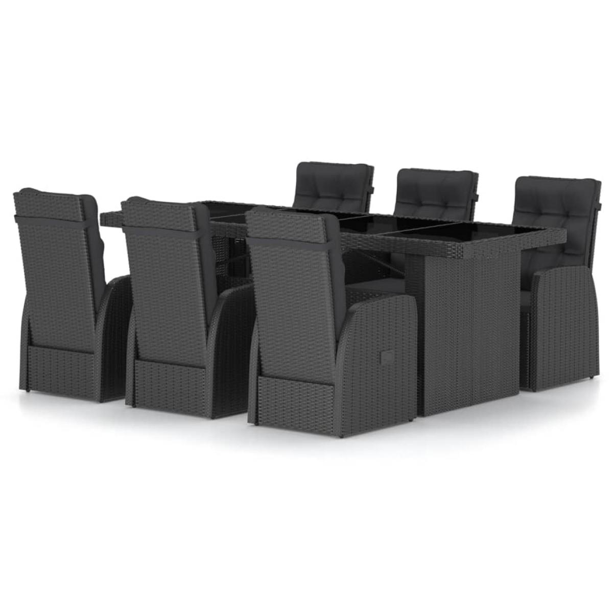 Juego de comedor de jardín 7 piezas ratán sintético negro