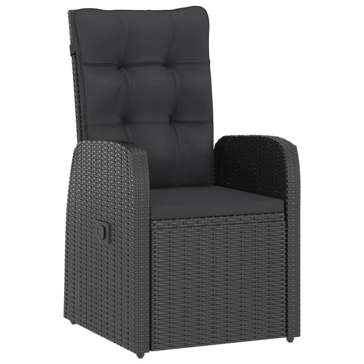 Set comedor de jardín 11 piezas y cojines ratán sintético negro