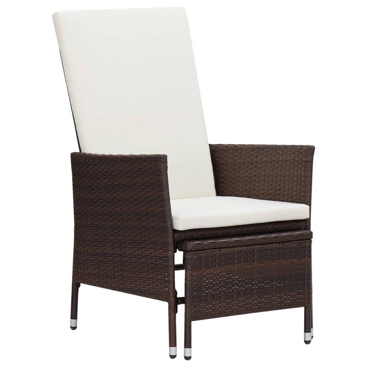 Set muebles de jardín 3 piezas y cojines ratán sintético marrón