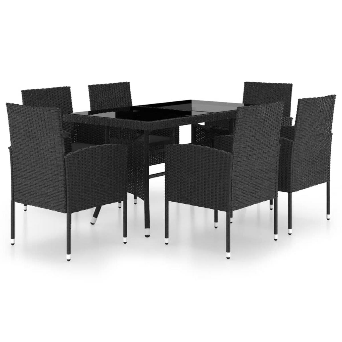 Juego de comedor para jardín 7 piezas ratán sintético negro