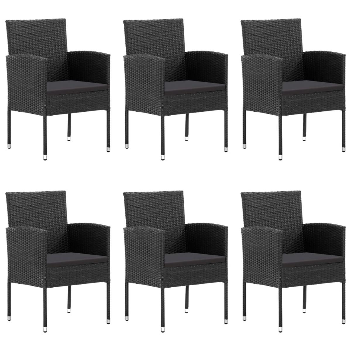 Juego de comedor para jardín 7 piezas ratán sintético negro