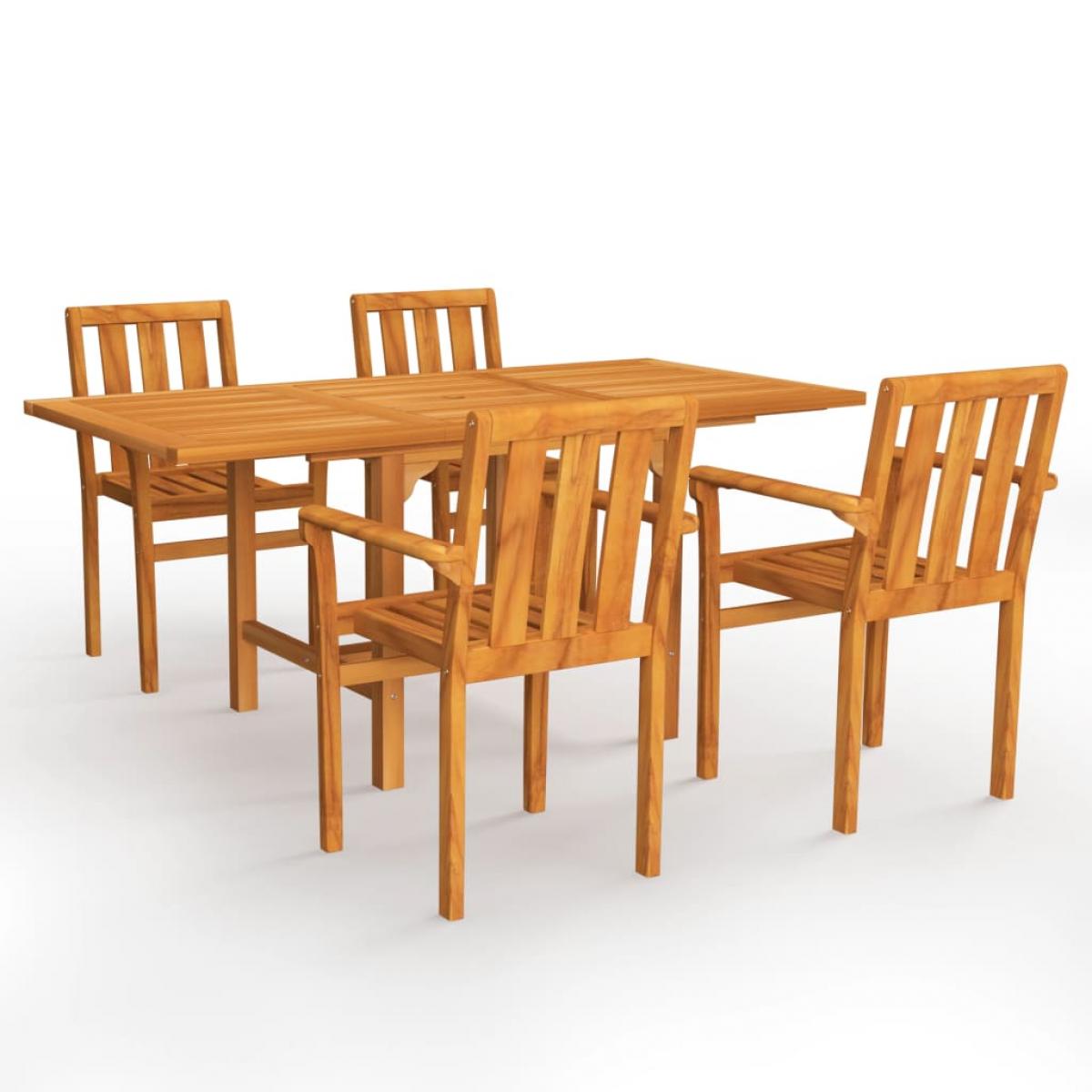 Conjunto de comedor de jardín 5 piezas madera maciza de teca