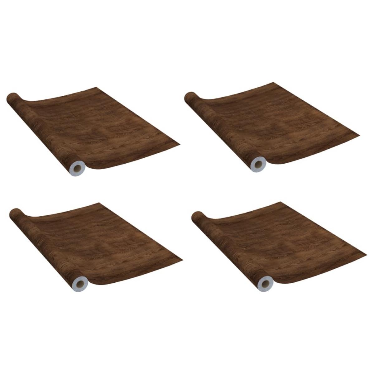 Láminas autoadhesivas puertas 4 uds PVC roble oscuro 210x90 cm 