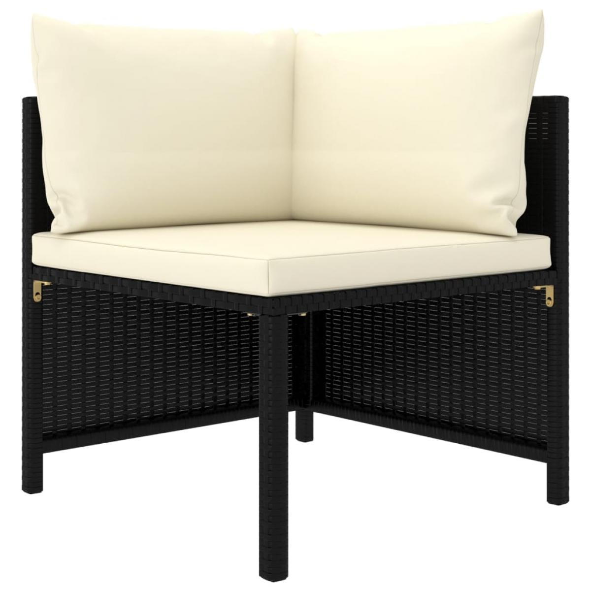 Set de muebles de jardín 5 pzas y cojines ratán sintético negro