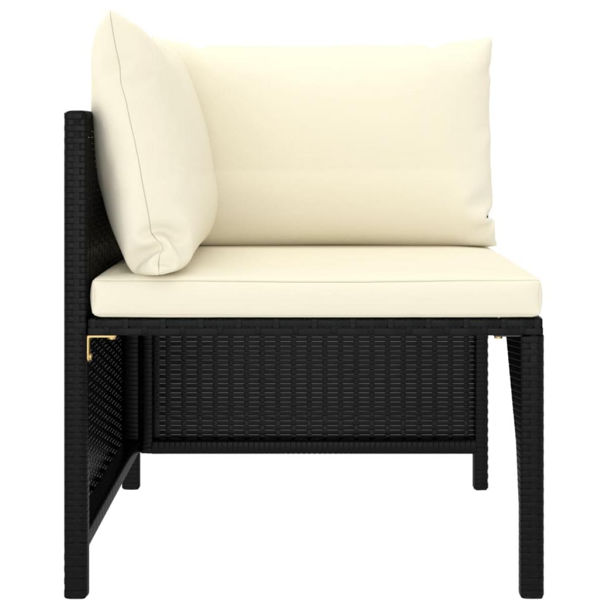 Set de muebles de jardín 5 pzas y cojines ratán sintético negro