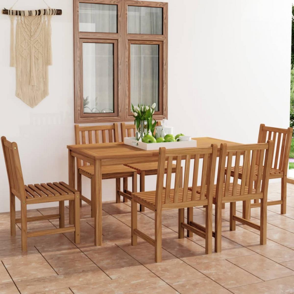 Conjunto de comedor de jardín 7 piezas madera maciza de teca