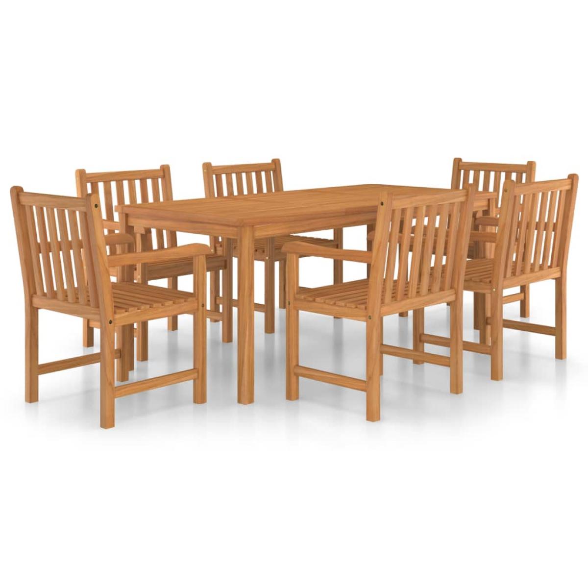 Conjunto de comedor de jardín 7 piezas madera maciza de teca