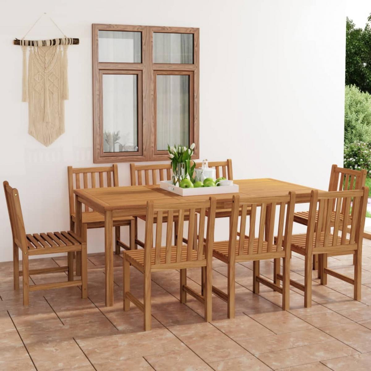 Conjunto de comedor de jardín 9 piezas madera maciza de teca