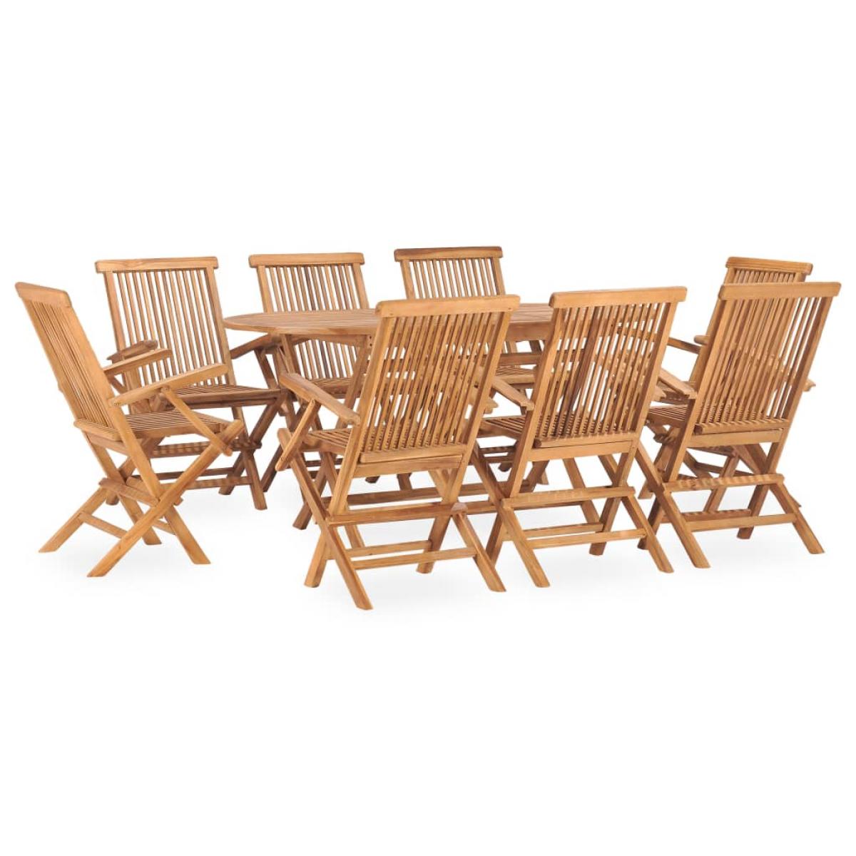 Set de comedor de jardín plegable 9 pzas madera maciza de teca