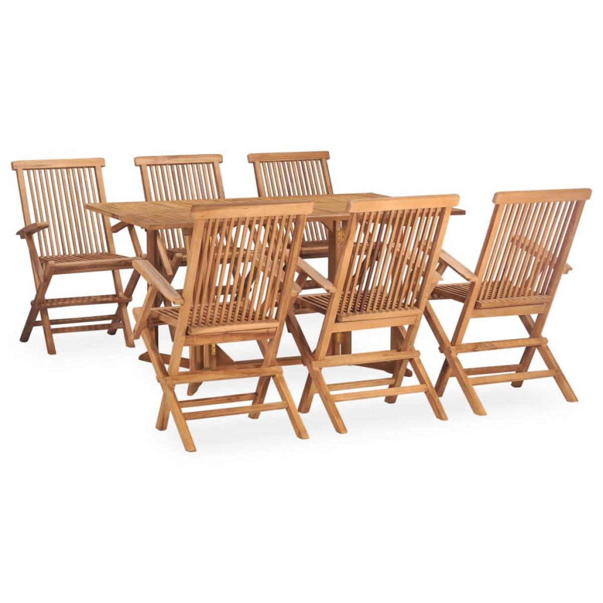 Set comedor de jardín plegable 7 piezas madera maciza de teca