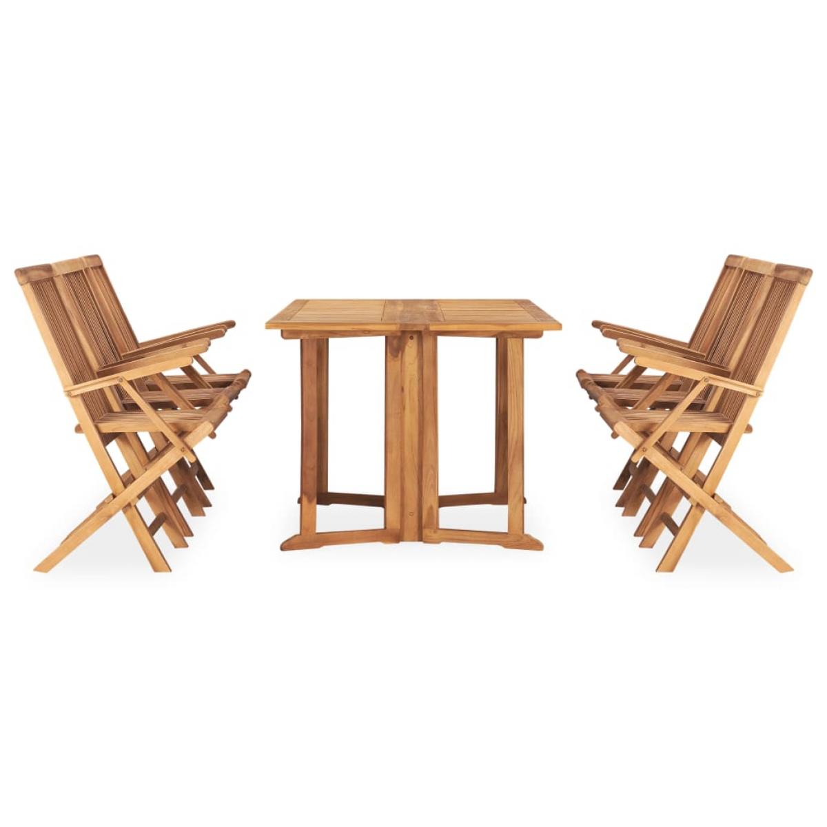 Set comedor de jardín plegable 7 piezas madera maciza de teca