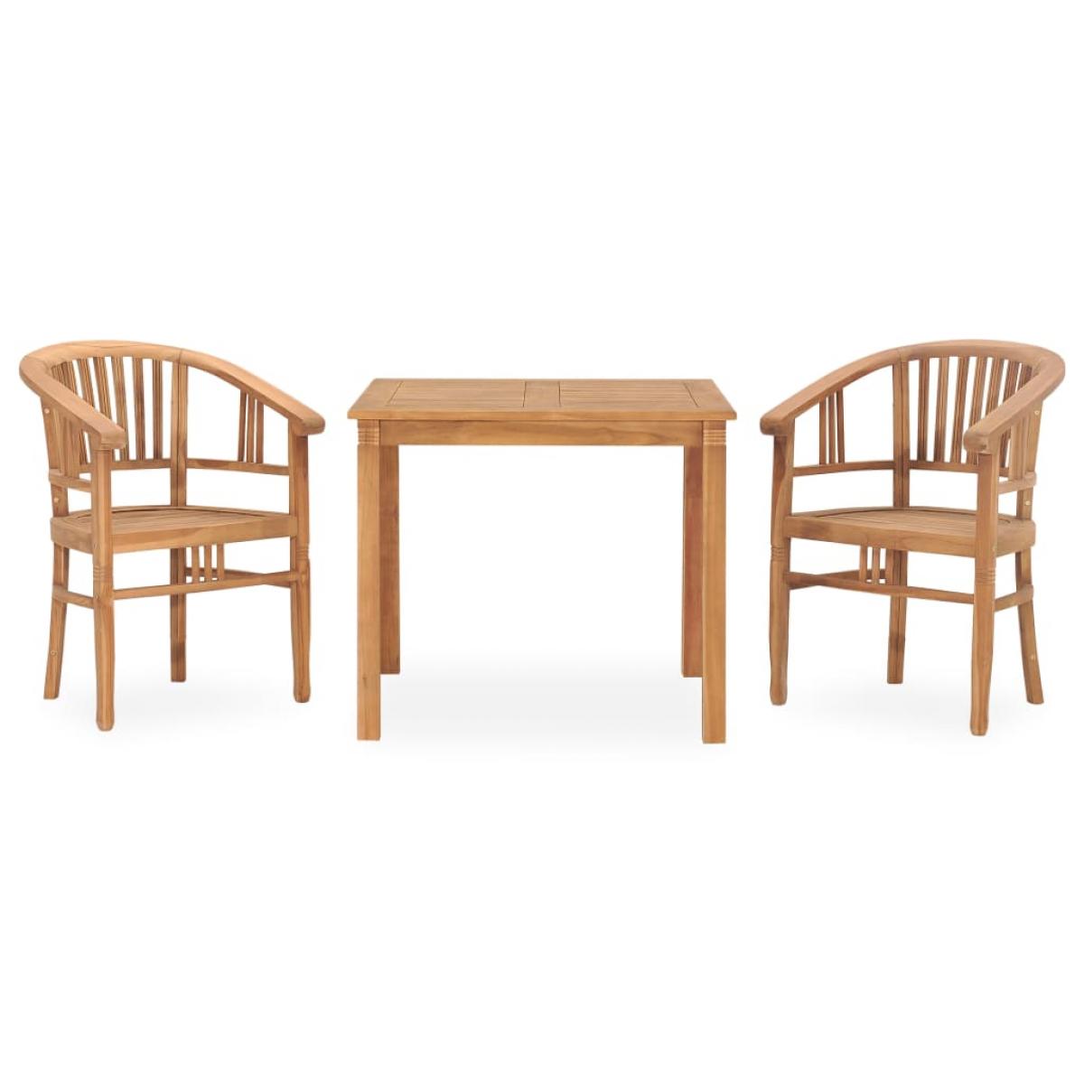 Conjunto de comedor para jardín 3 piezas madera maciza de teca