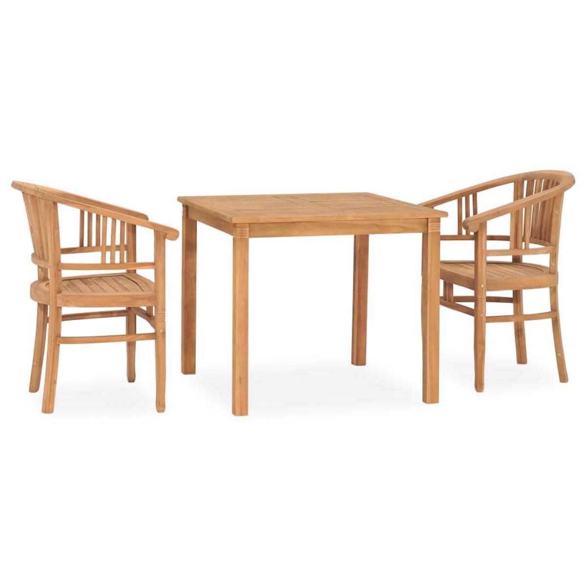 Conjunto de comedor para jardín 3 piezas madera maciza de teca