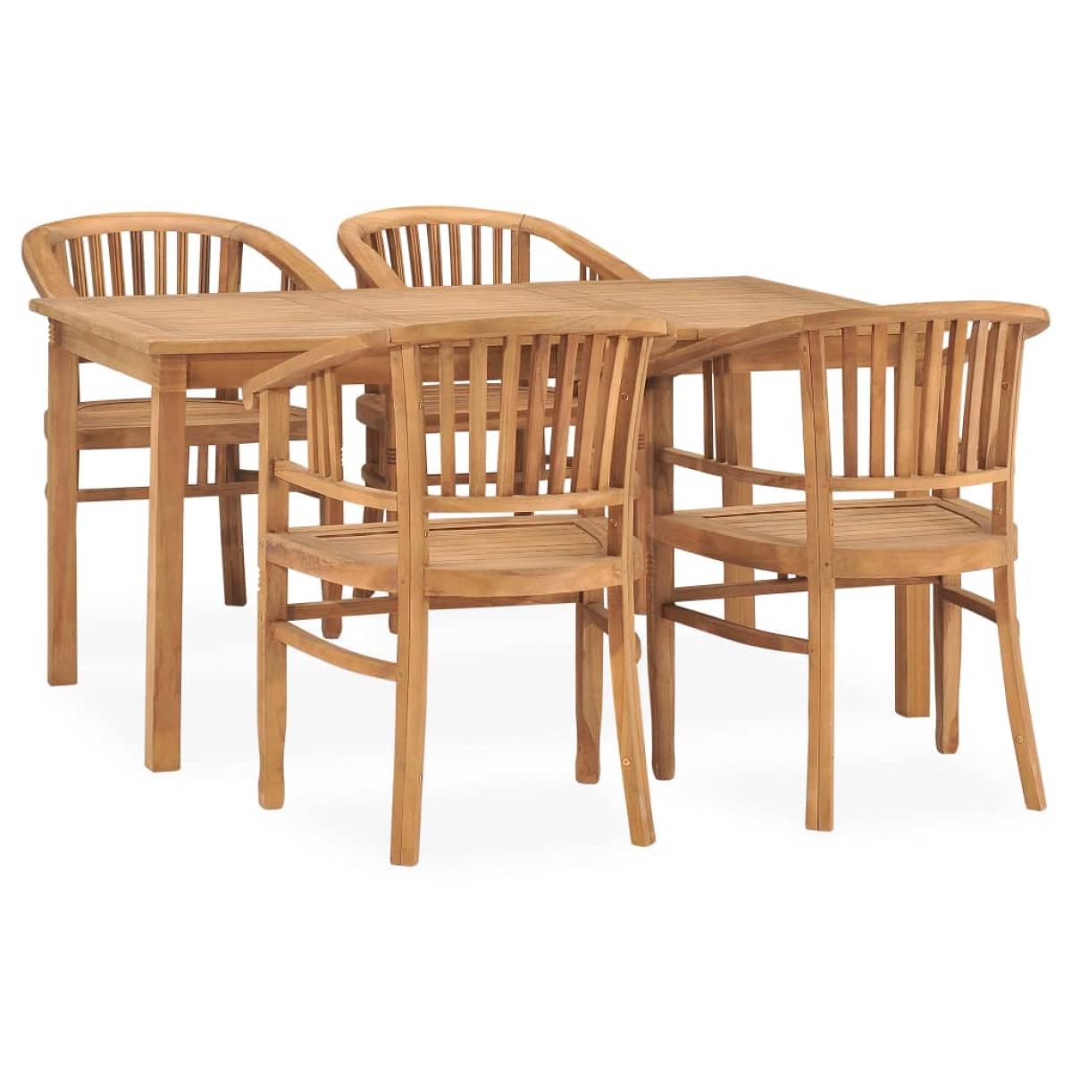 Conjunto de comedor para jardín 5 piezas madera maciza de teca