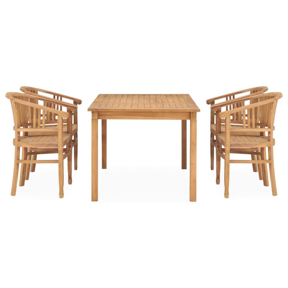Conjunto de comedor para jardín 5 piezas madera maciza de teca