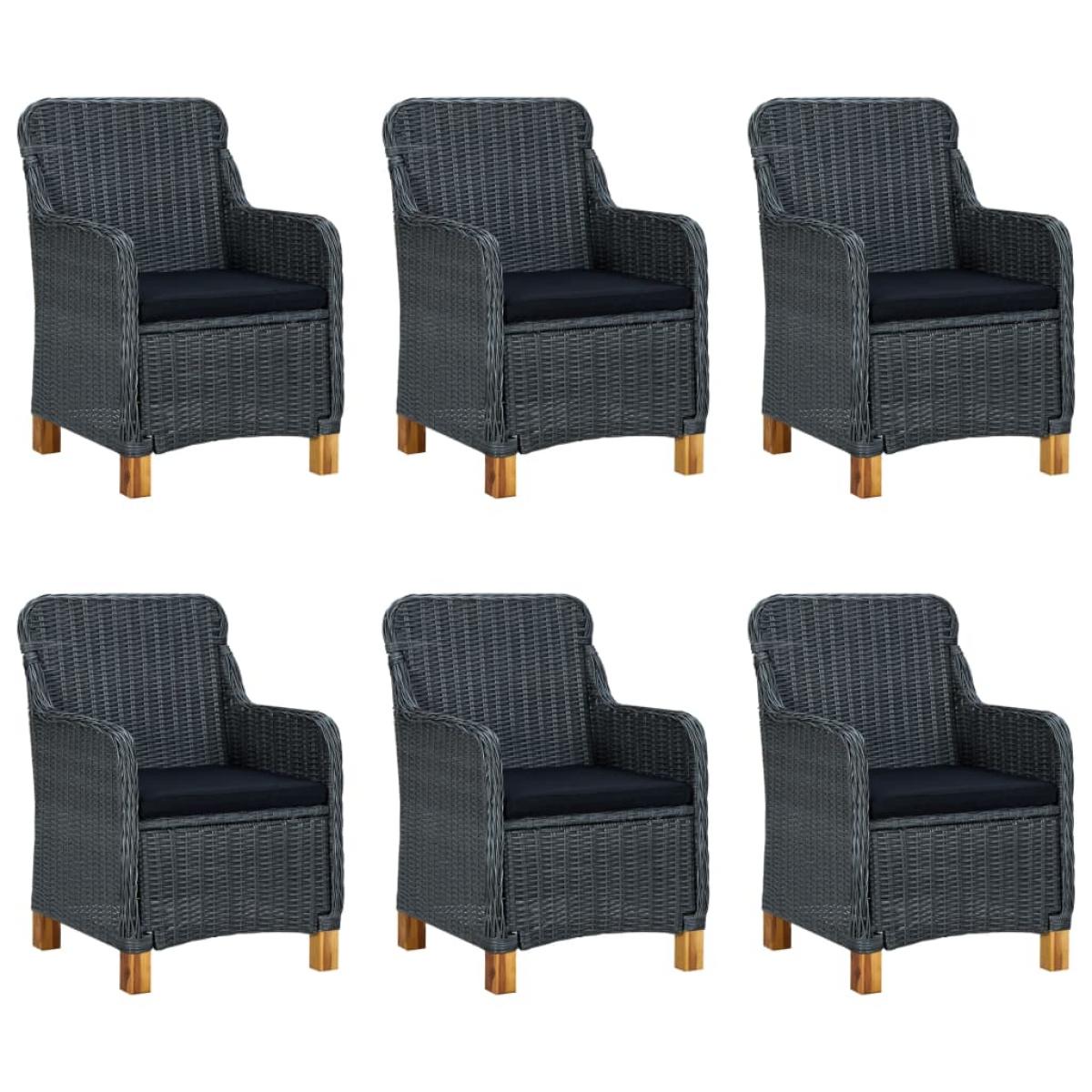 Set comedor jardín 7 pzas cojines ratán sintético gris oscuro