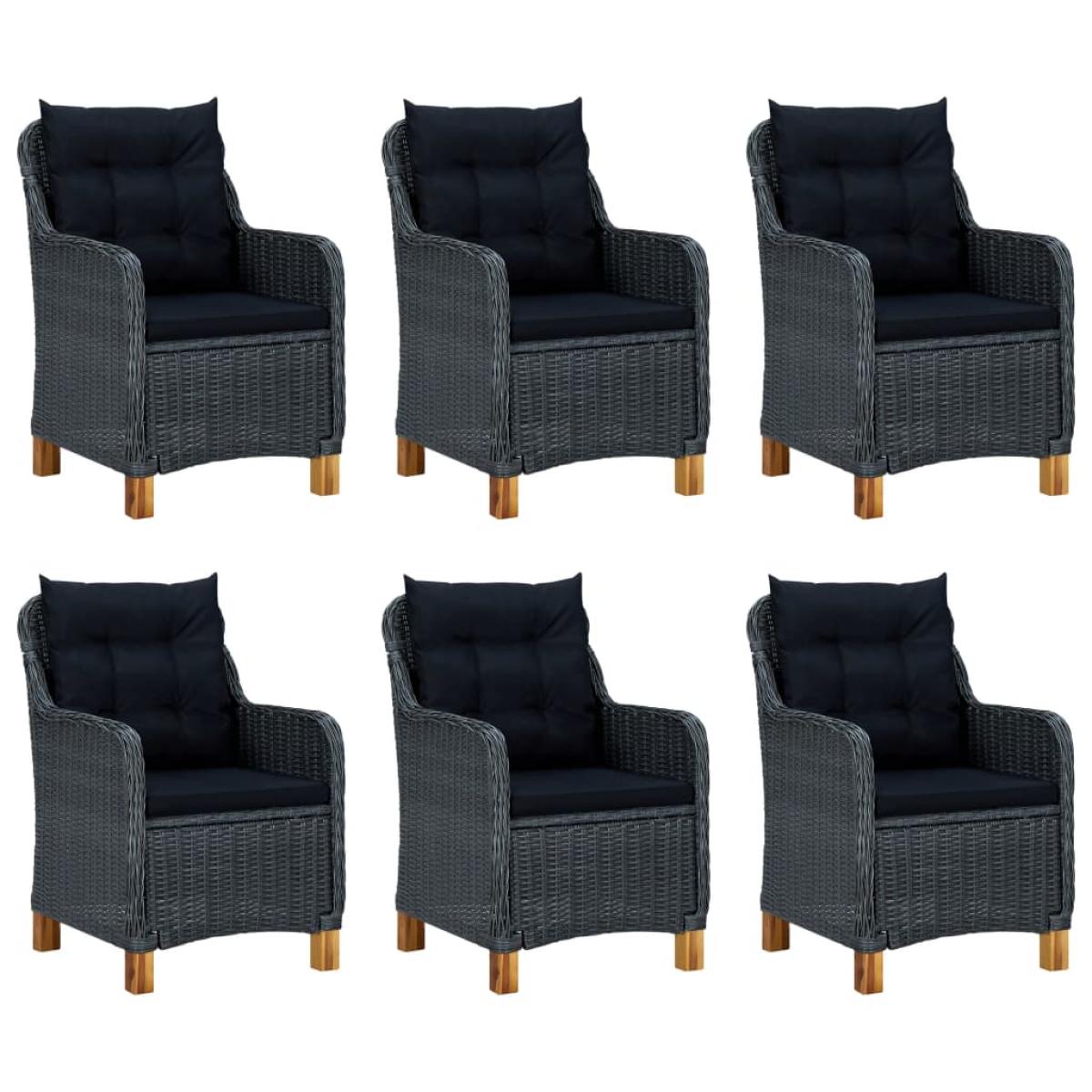 Set comedor jardín 7 pzas cojines ratán sintético gris oscuro