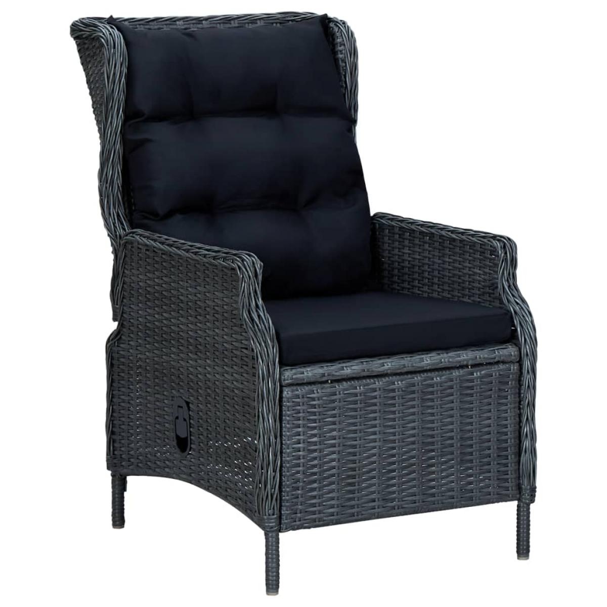 Set comedor jardín 9 piezas cojines ratán sintético gris oscuro