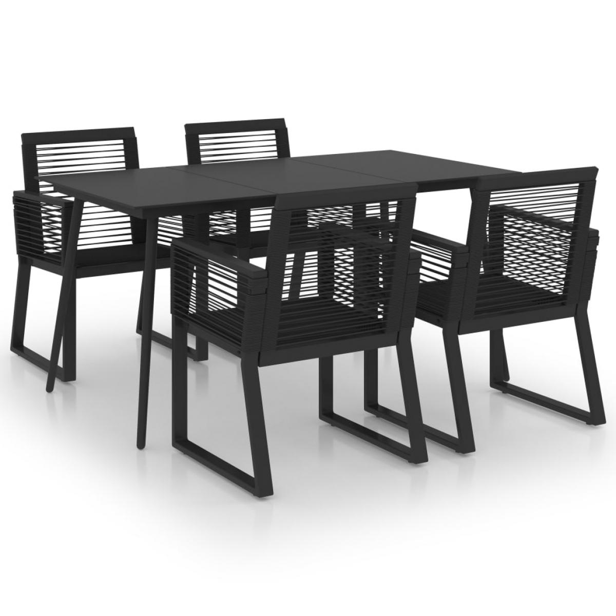 Juego de comedor para jardín 5 piezas ratán PVC negro