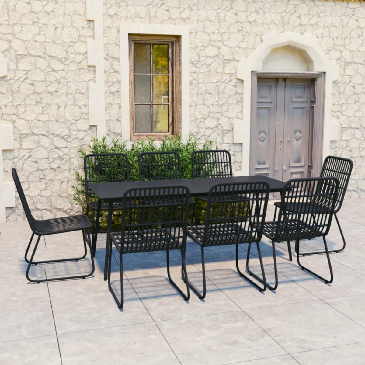 Juego de comedor para jardín 9 piezas ratán sintético y vidrio