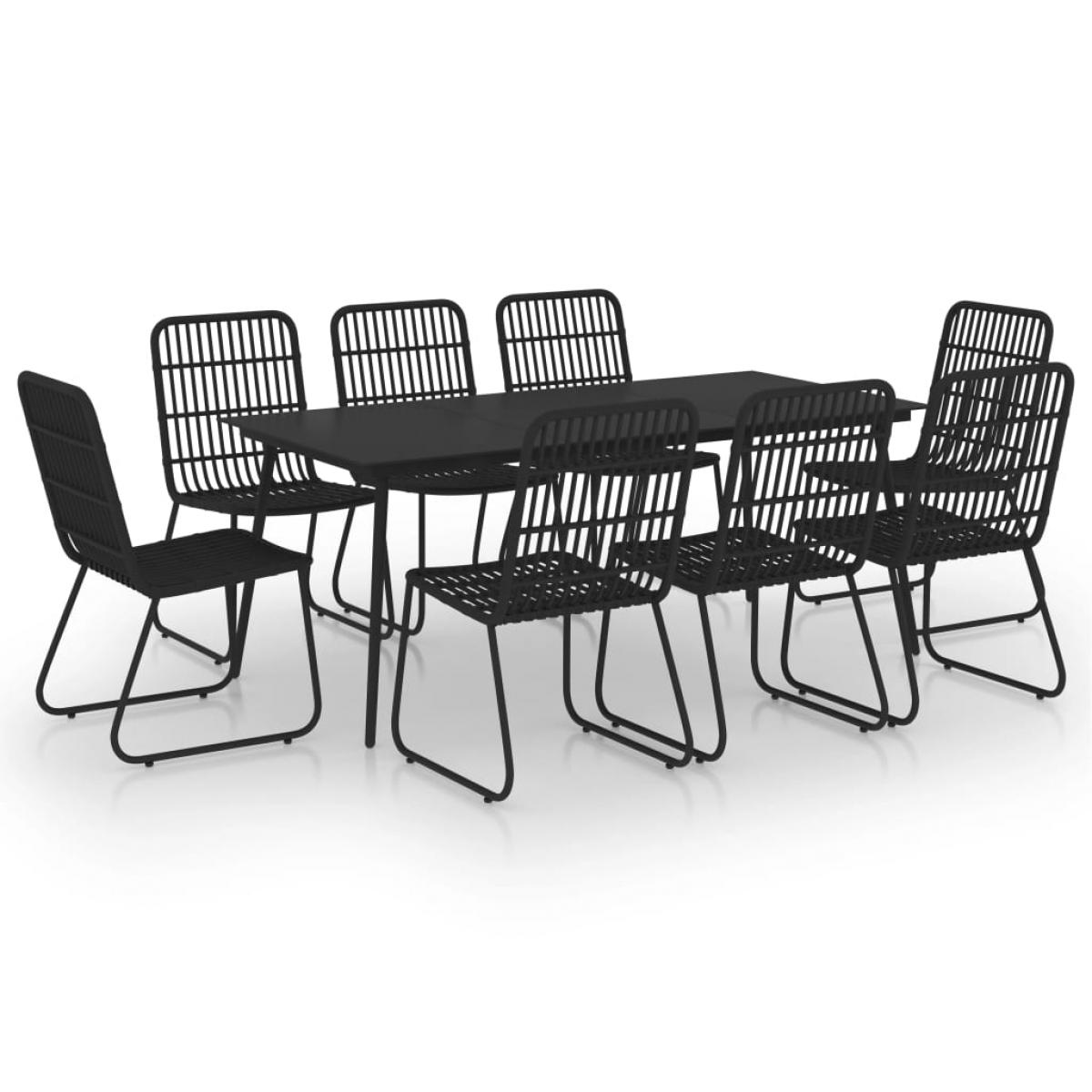 Juego de comedor para jardín 9 piezas ratán sintético y vidrio