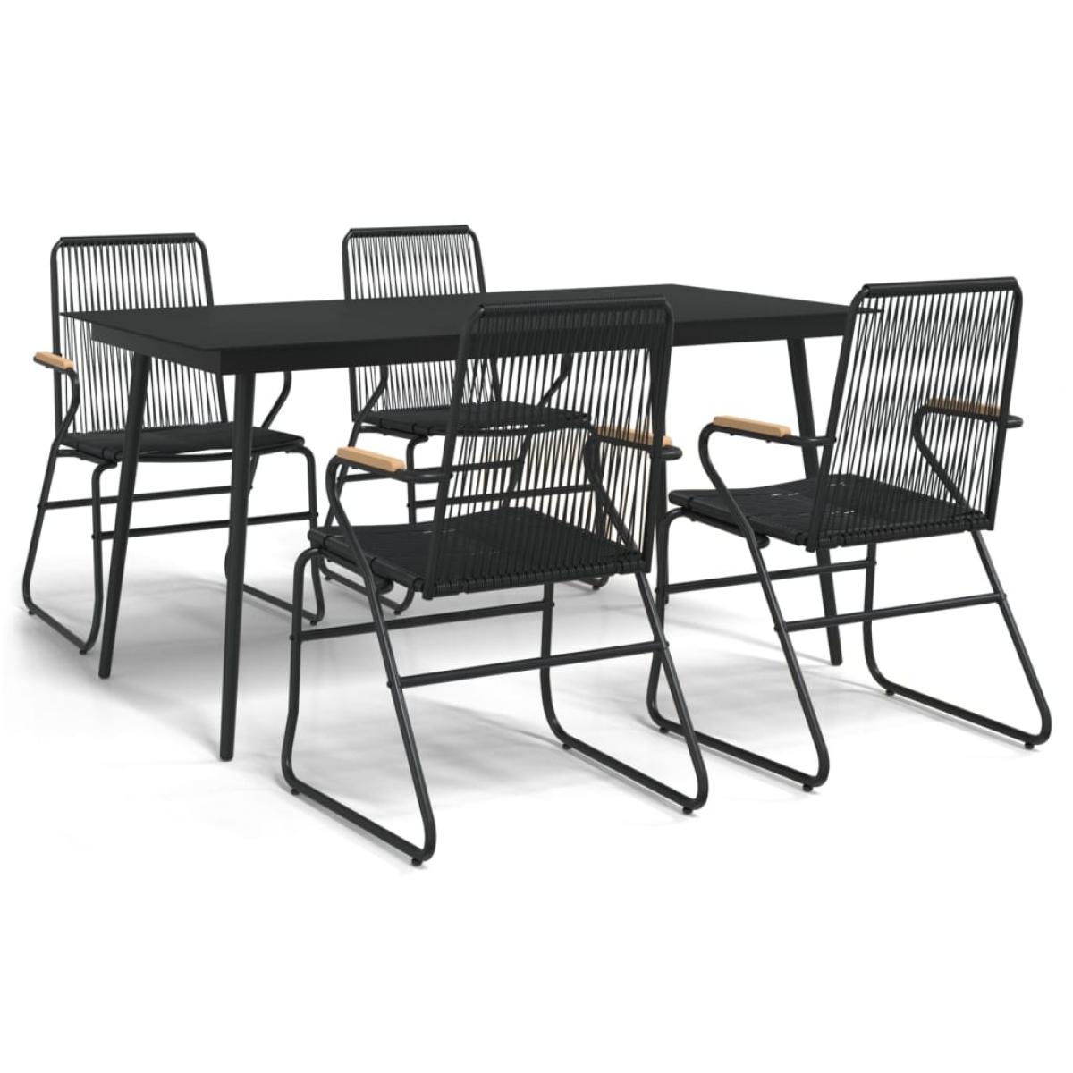 Juego de comedor de jardín 5 piezas ratán PVC negro