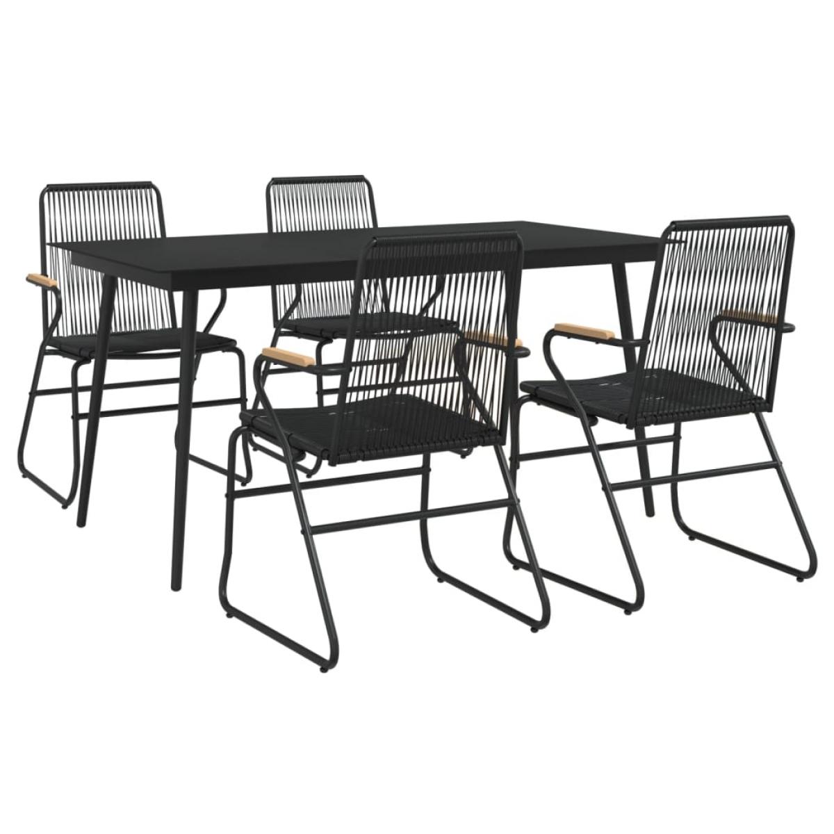 Juego de comedor de jardín 5 piezas ratán PVC negro