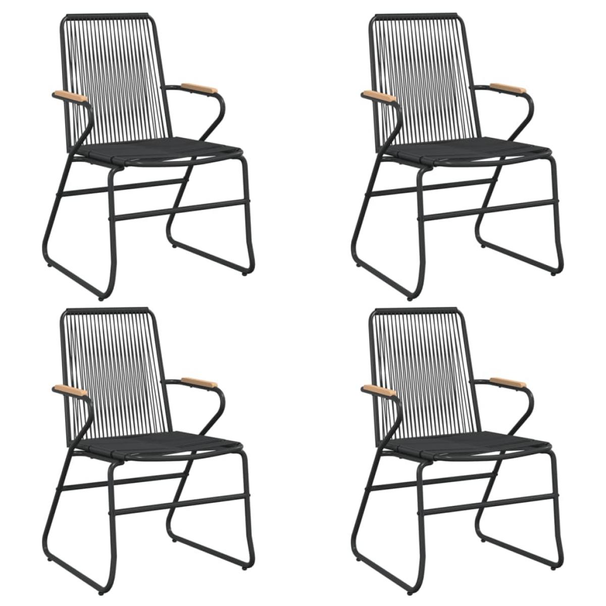 Juego de comedor de jardín 5 piezas ratán PVC negro
