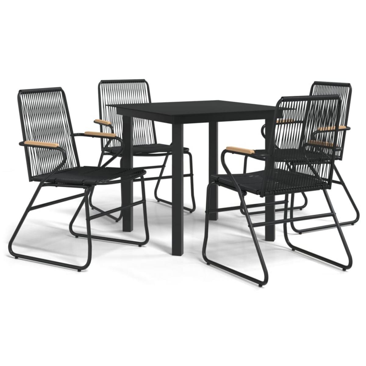 Juego de comedor de jardín 5 piezas ratán PVC negro