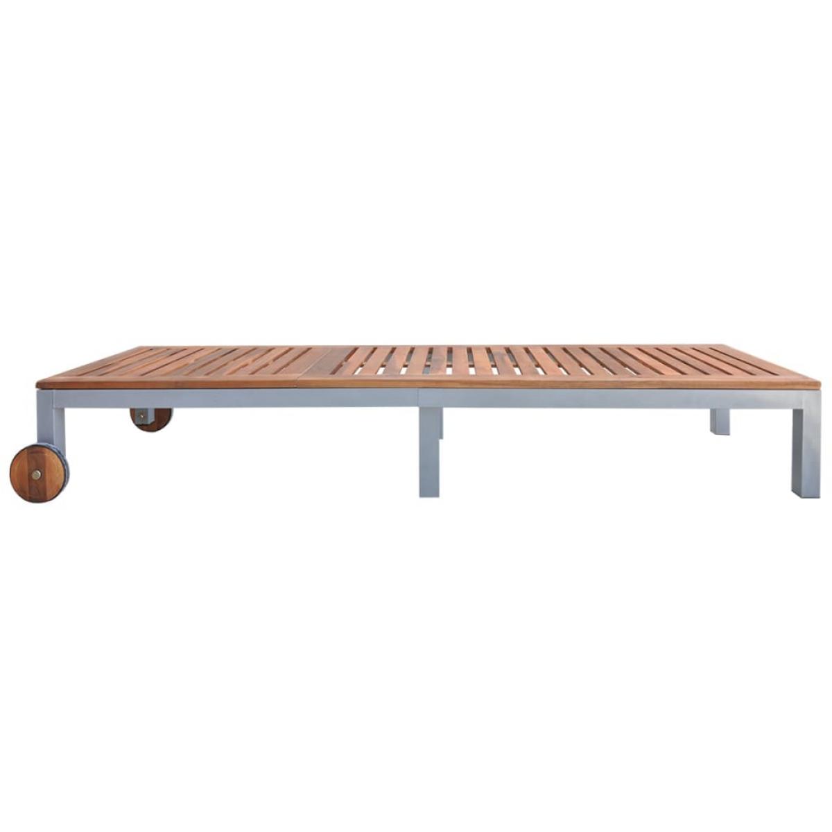 Tumbona con cojín madera maciza de acacia y acero galvanizado
