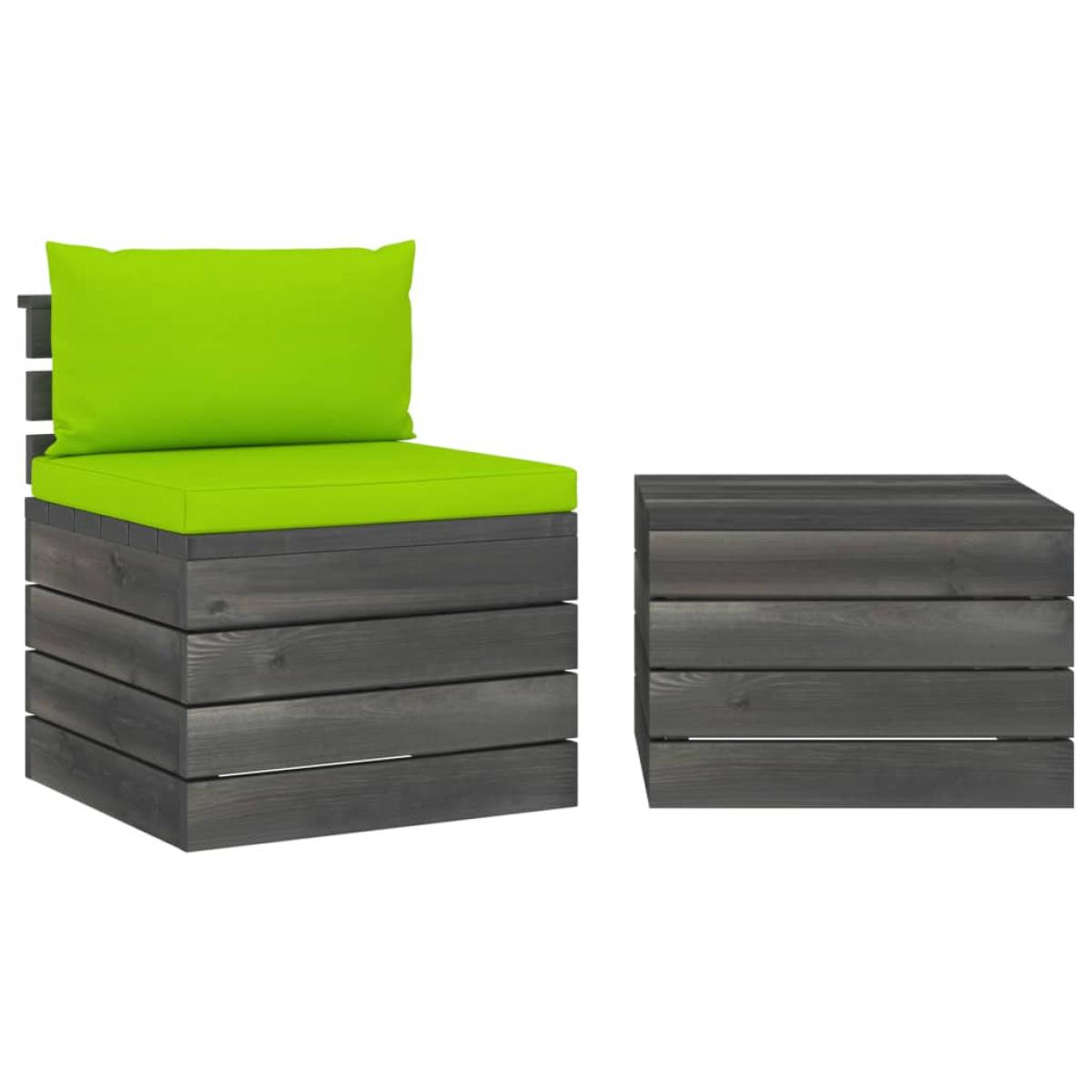 Muebles de jardín de palets 2 piezas cojines madera maciza pino