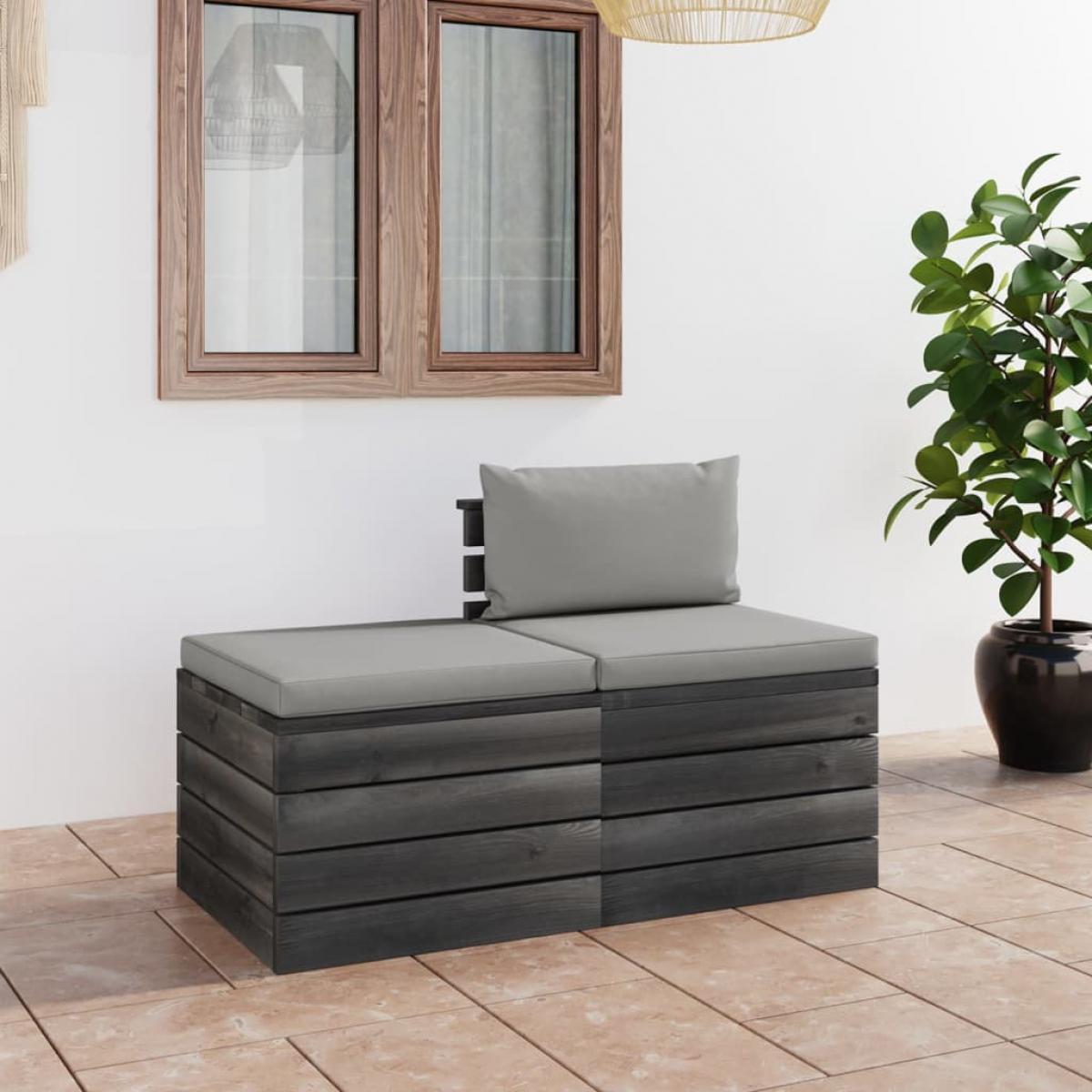 Muebles de jardín de palets 2 piezas cojines madera maciza pino