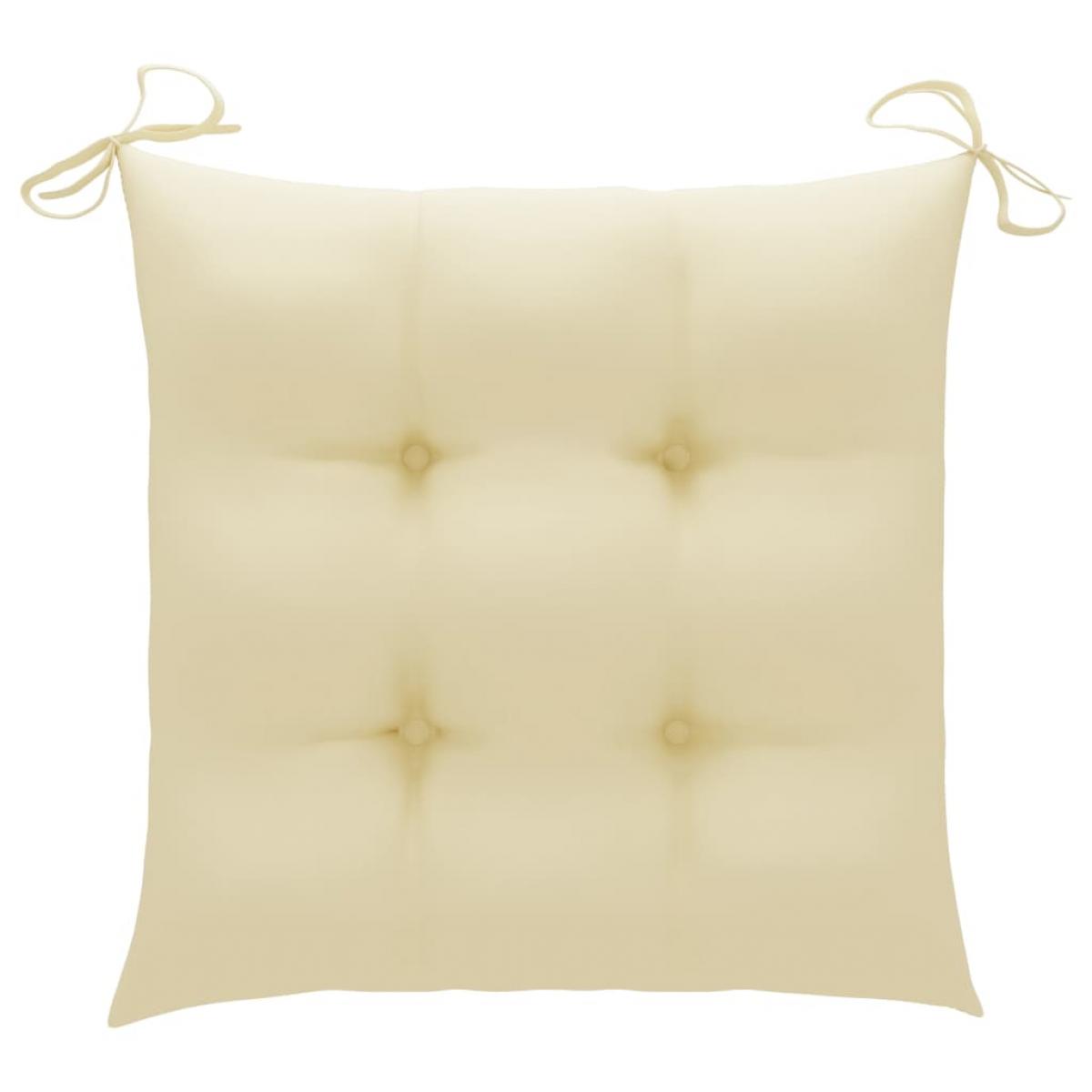 Silla mecedora de madera maciza de teca con cojín blanco crema