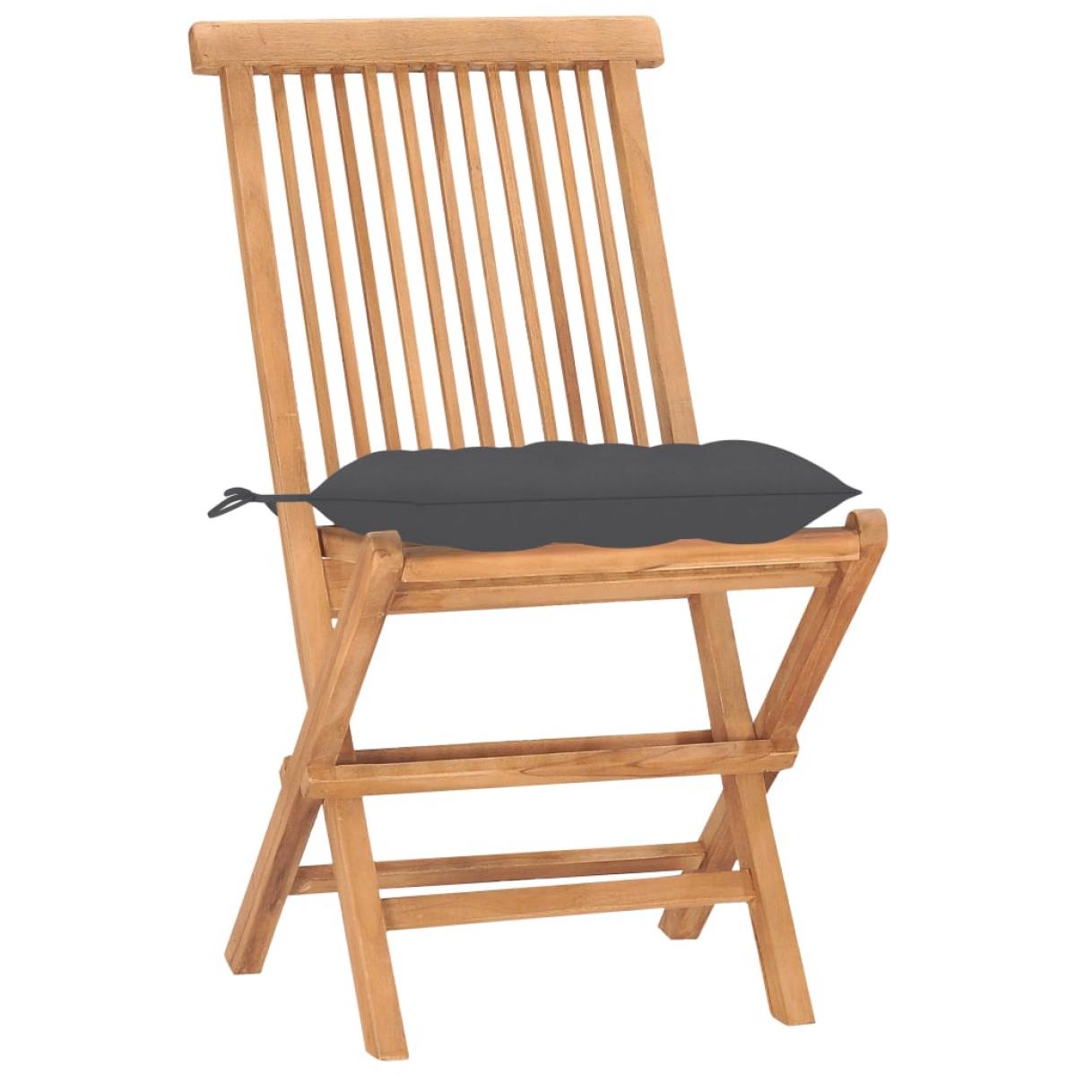 Set comedor de jardín plegable 3 piezas madera de teca cojines