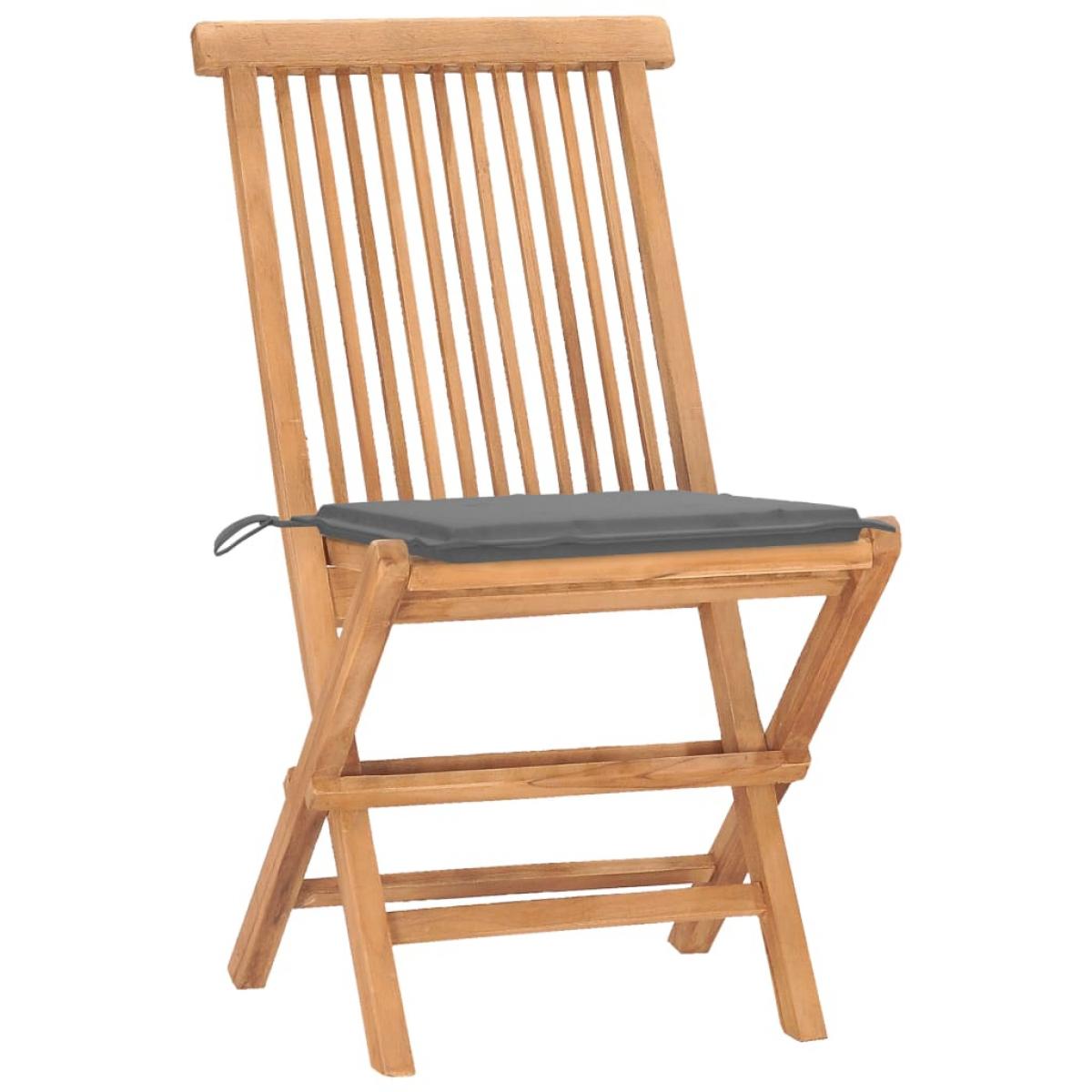 Set comedor de jardín plegable 3 piezas madera de teca cojines