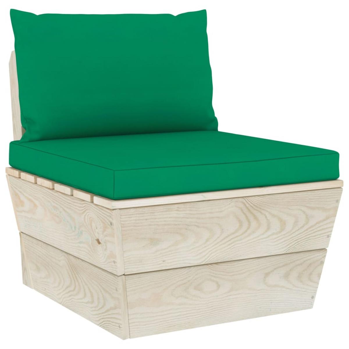 Muebles de jardín de palets 6 piezas y cojines madera de abeto