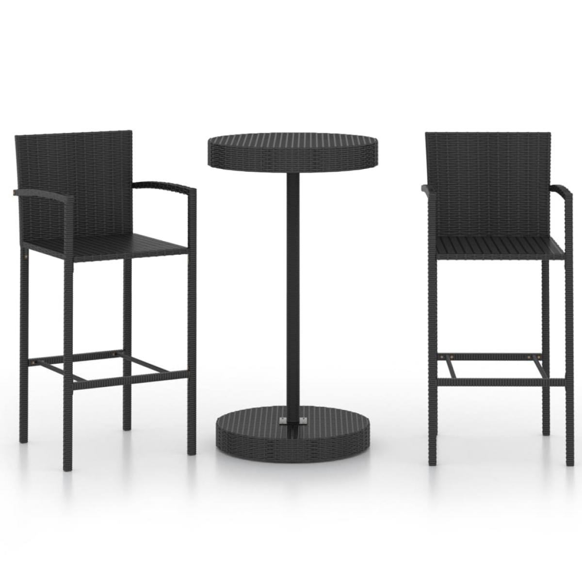 Set de muebles de bar de jardín 3 piezas ratán sintético negro