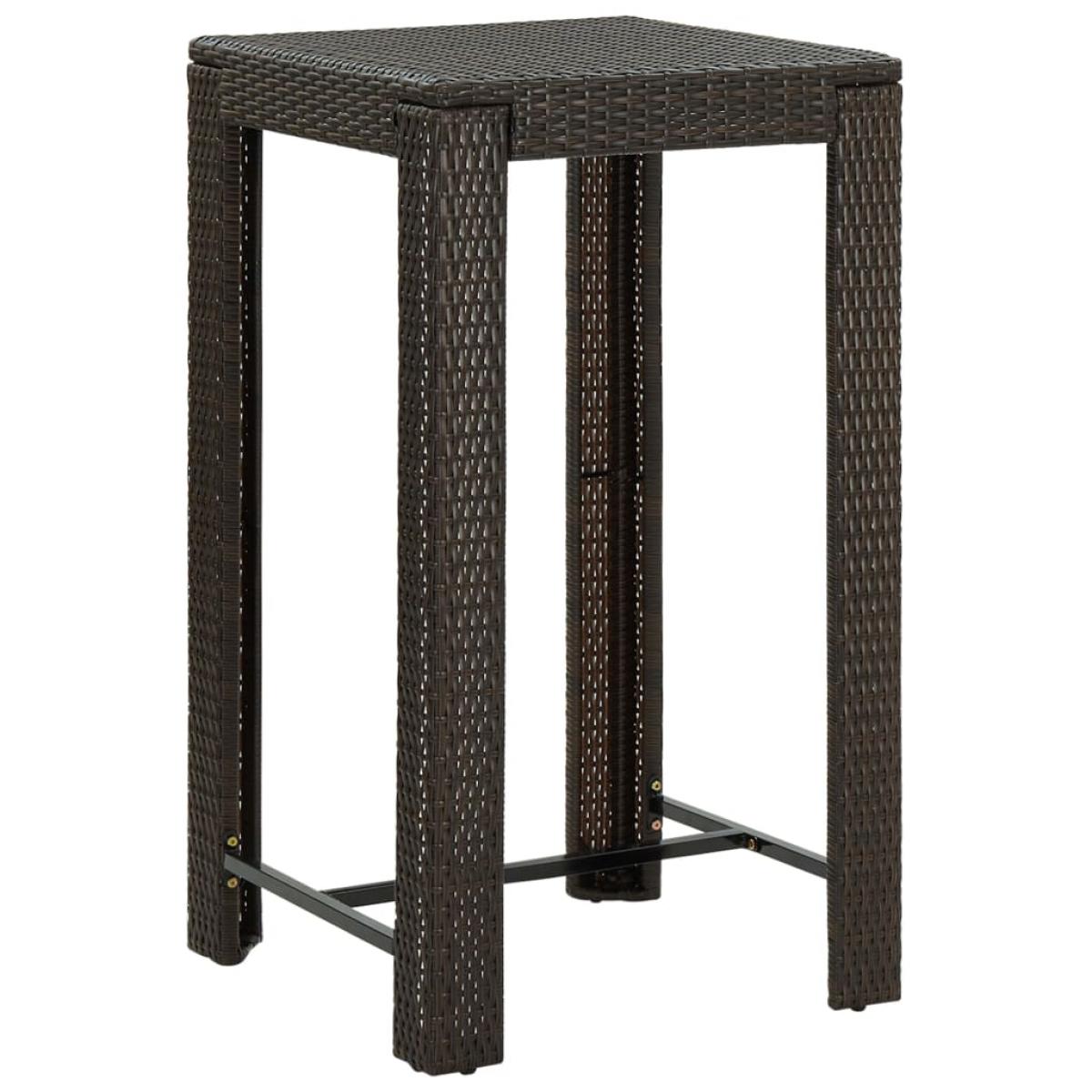Set de bar de jardín 3 piezas y cojines ratán sintético marrón