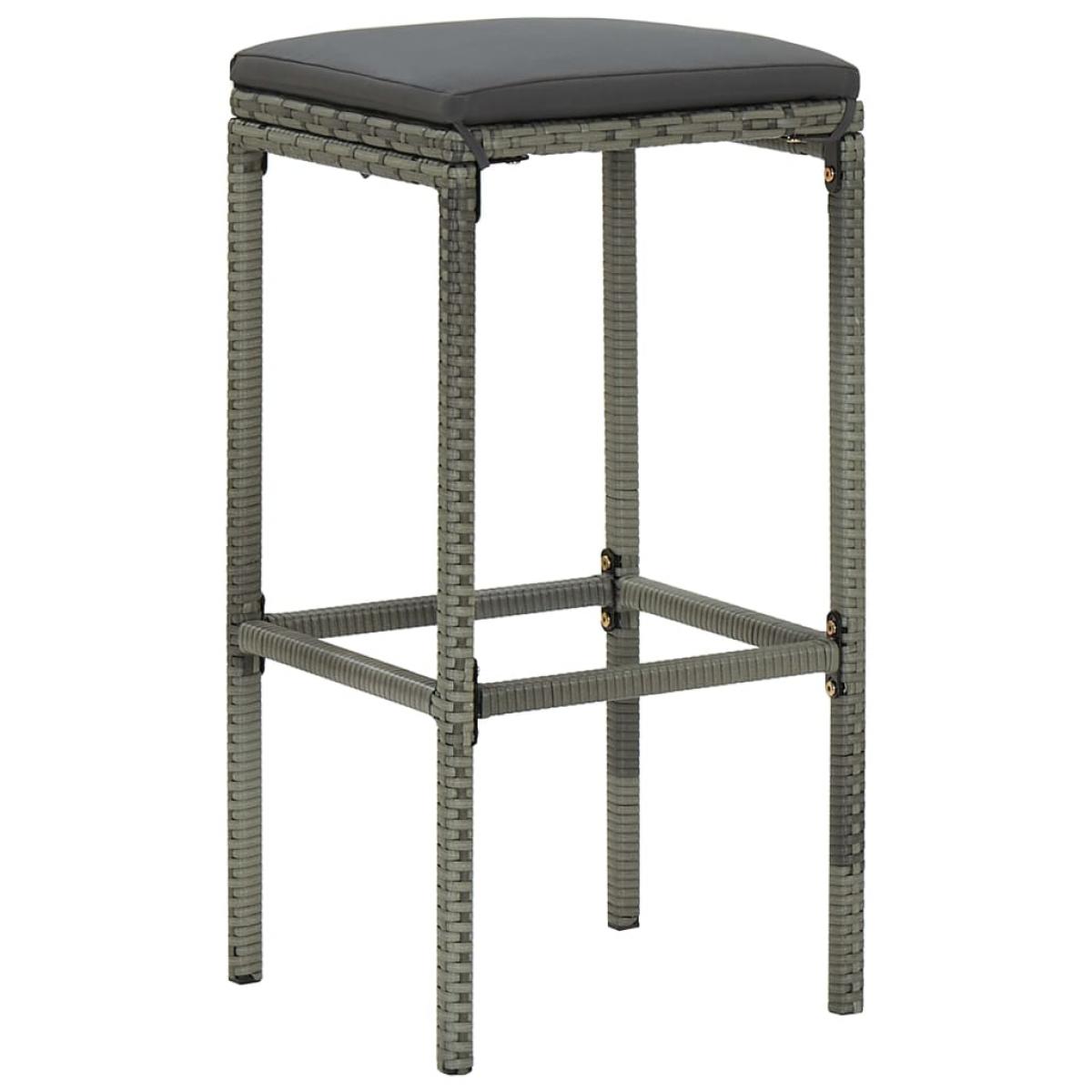Muebles de bar para jardín 7 pzas cojines ratán sintético gris
