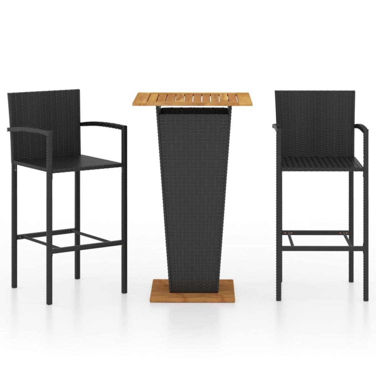 Conjunto de bar para jardín 3 piezas negro