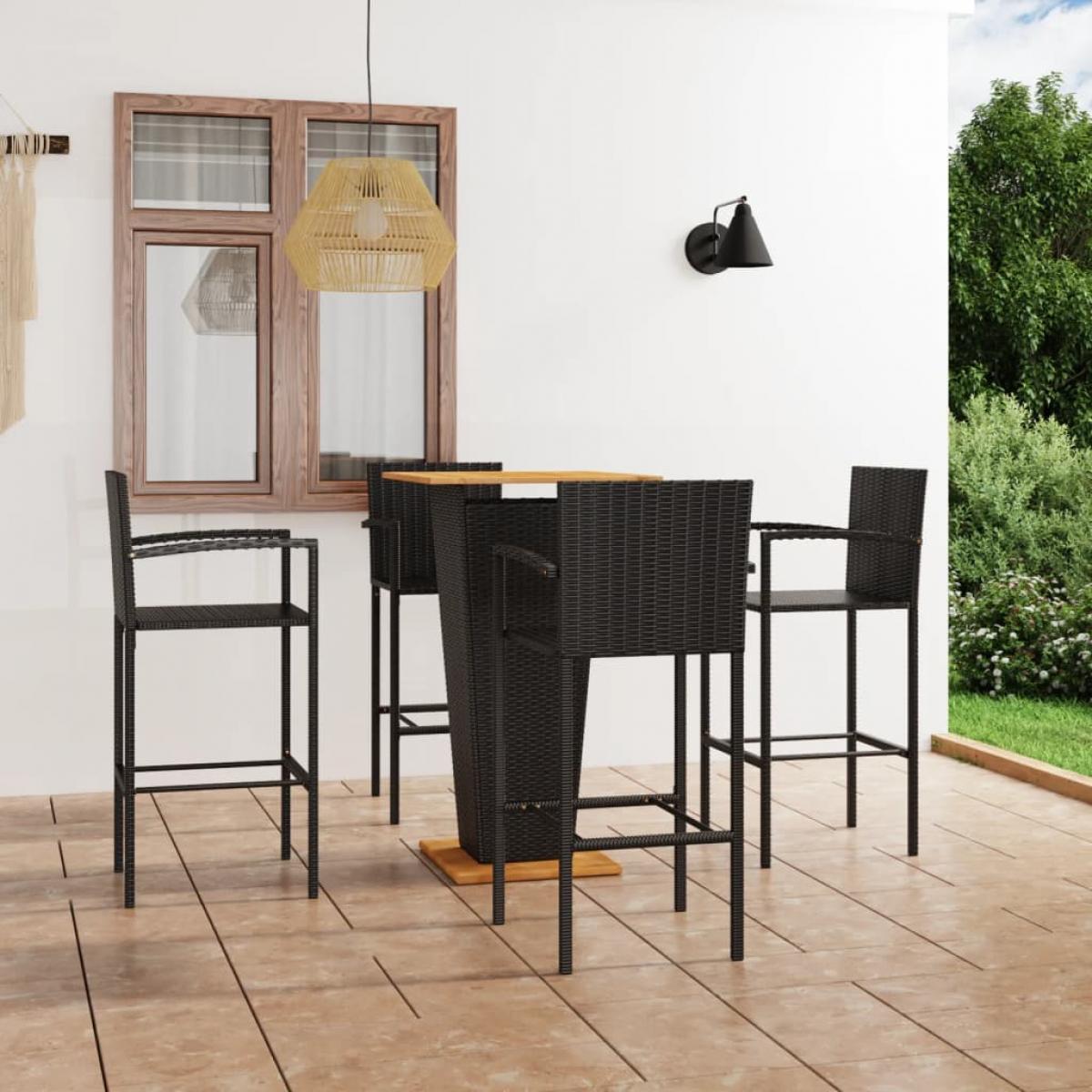 Conjunto de bar para jardín 5 piezas negro