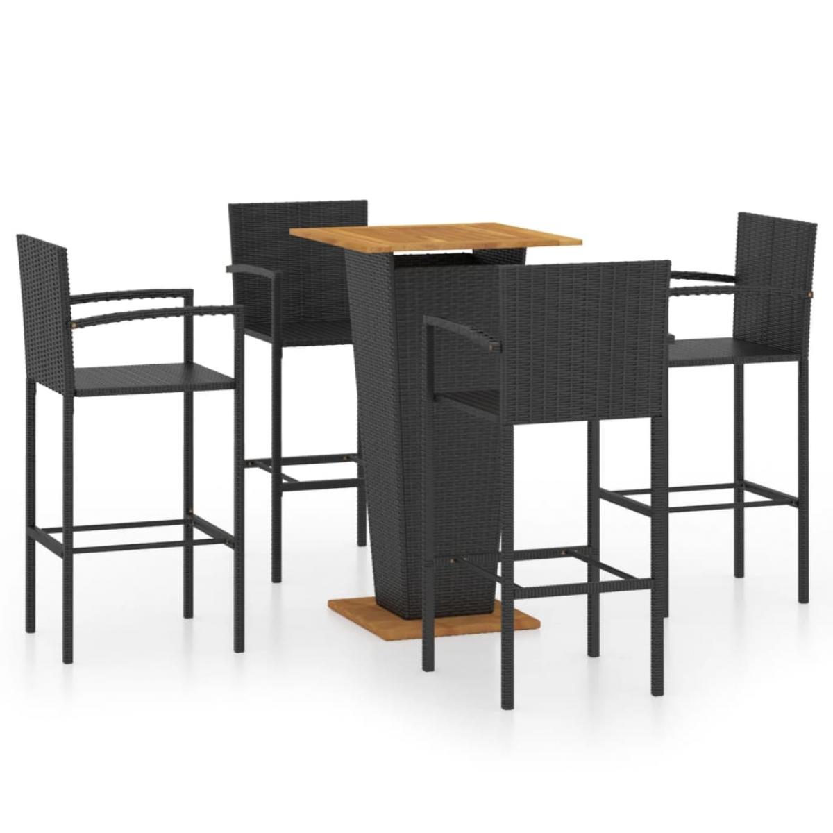Conjunto de bar para jardín 5 piezas negro