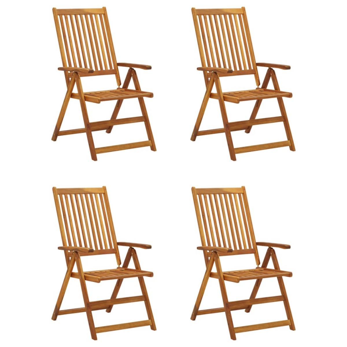 Sillas de jardín reclinables 4 uds madera maciza acacia cojines