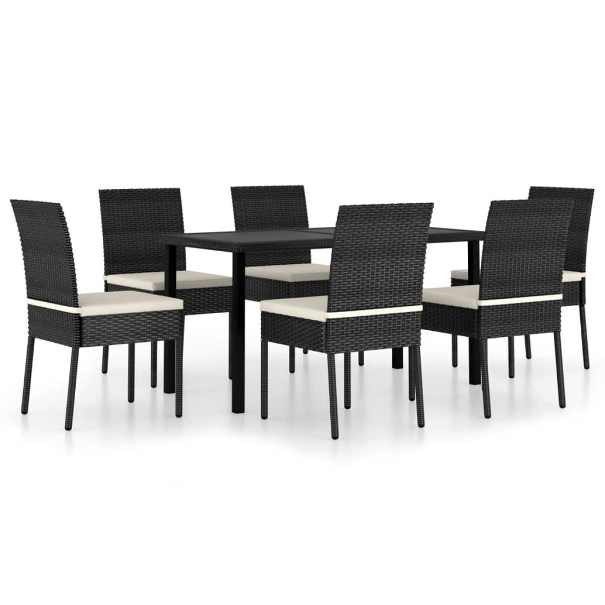Conjunto de comedor de jardín 7 piezas ratán sintético negro