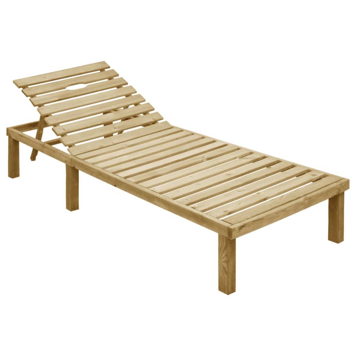 Tumbona con cojín beige madera de pino impregnada