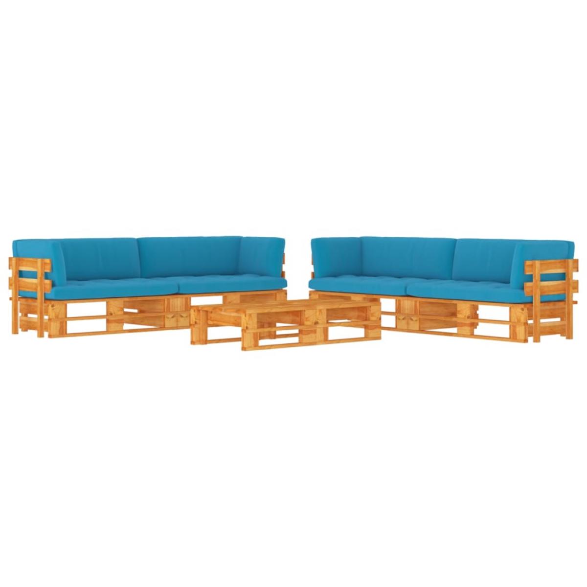 Muebles de palets 6 pzas y cojines madera pino impregnada miel