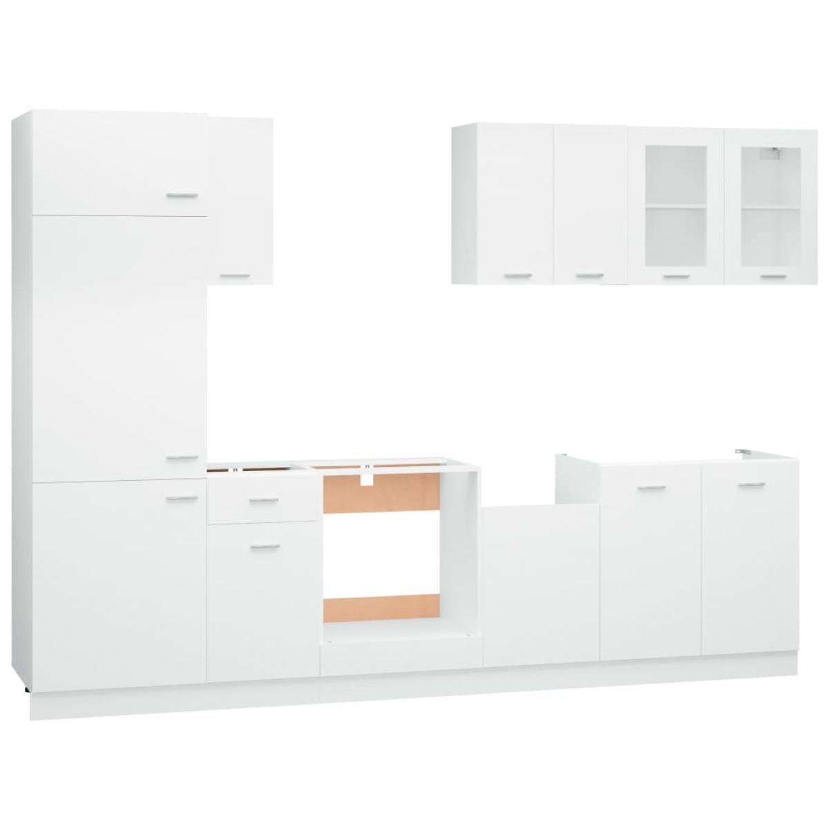 Juego de muebles de cocina 7 piezas madera de ingeniería blanco